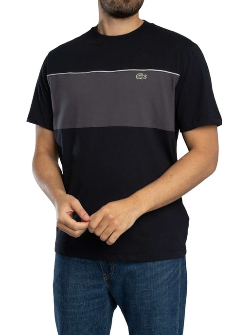 Lacoste Katoenen T-Shirt Met Kleurblokken, Zwart - Image 2