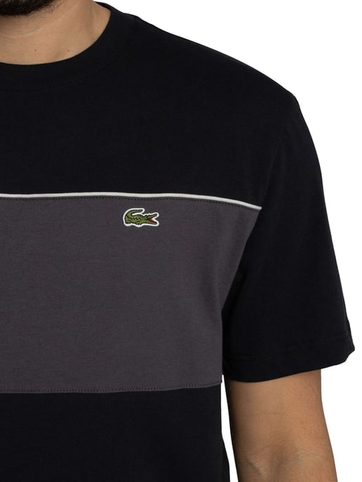 Lacoste Katoenen T-Shirt Met Kleurblokken, Zwart - Image 4
