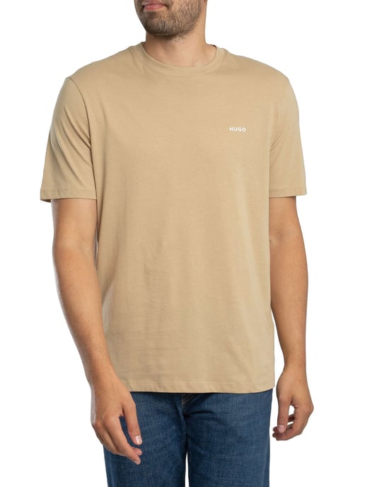 HUGO T-Shirt Met Dero222-Logo, Beige - Image 1