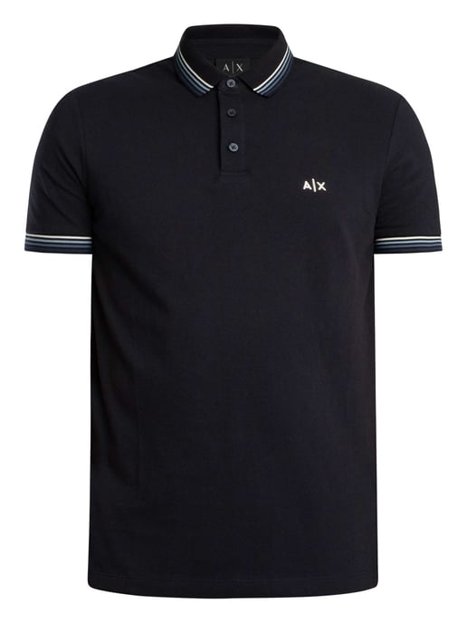 Armani Exchange Slim Fit Poloshirt Met Gestreepte Kraag, Blauw - Image 5