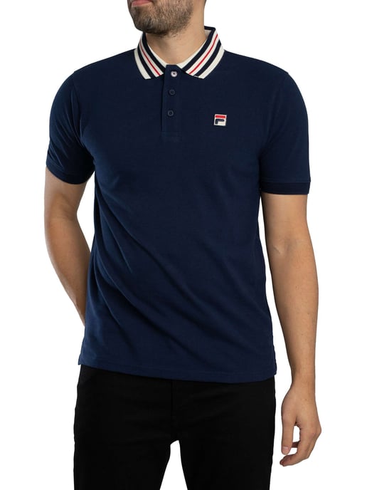 Fila Achille Heritage Tape Basic Polo Shirt, Blauw - Image 2
