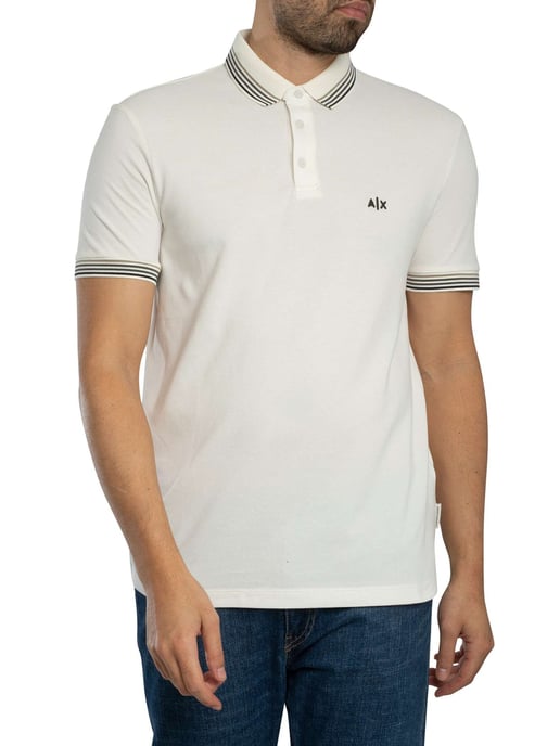 Armani Exchange Slim Fit Poloshirt Met Gestreepte Kraag, Wit - Image 2