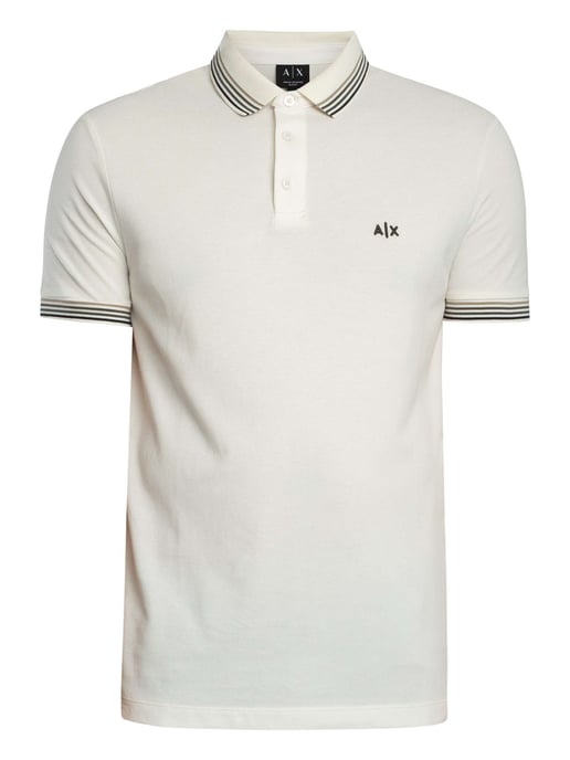 Armani Exchange Slim Fit Poloshirt Met Gestreepte Kraag, Wit - Image 6