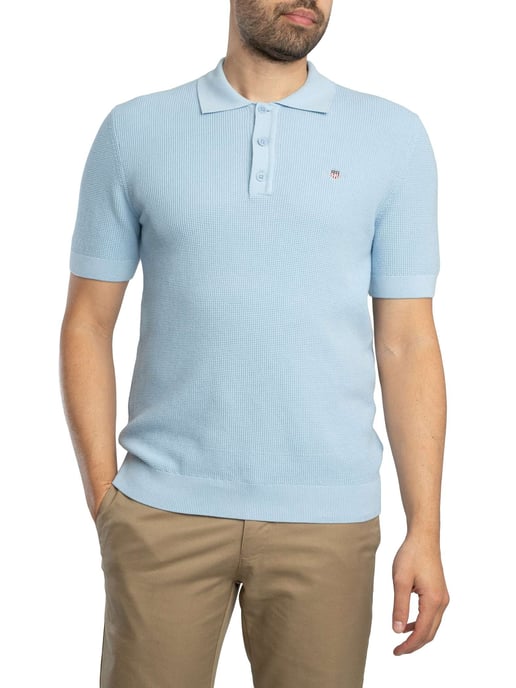 GANT Poloshirt Van Microgetextureerd Katoen, Blauw - Image 1