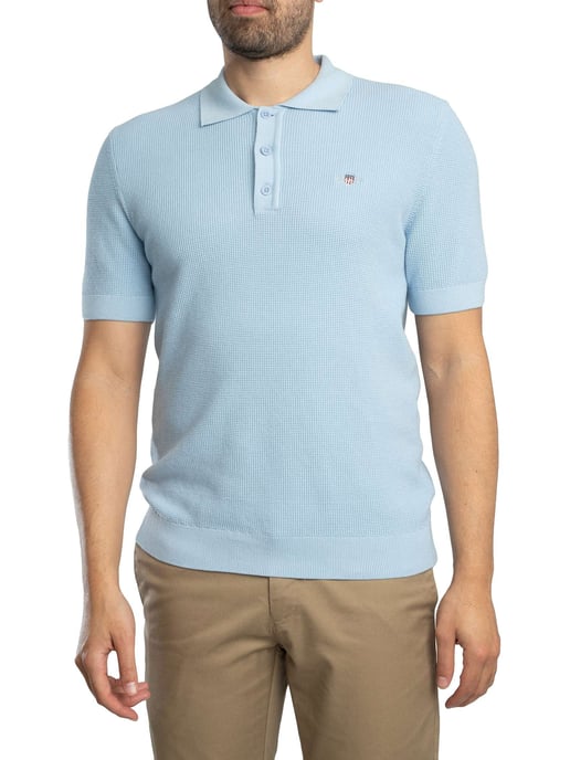 GANT Poloshirt Van Microgetextureerd Katoen, Blauw - Image 2