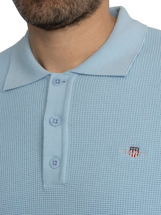 GANT Poloshirt Van Microgetextureerd Katoen, Blauw - Image 4