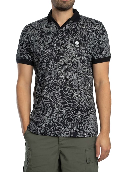 Pretty Green Resonance Linear Polo Shirt, Zwart - Image 2