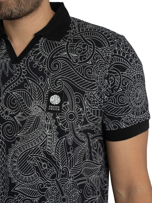 Pretty Green Resonance Linear Polo Shirt, Zwart - Image 4