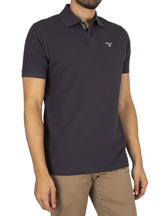 Barbour Piqué Poloshirt Met Schotse Ruit, Blauw - Image 2