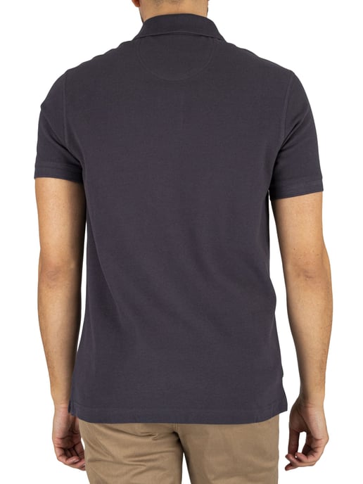 Barbour Piqué Poloshirt Met Schotse Ruit, Blauw - Image 3