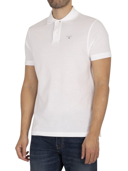 Barbour Piqué Poloshirt Met Schotse Ruit, Wit - Image 2