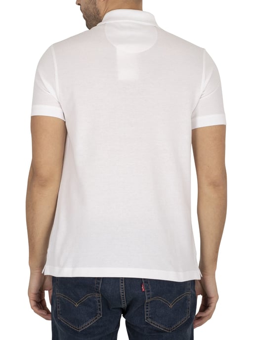 Barbour Piqué Poloshirt Met Schotse Ruit, Wit - Image 3