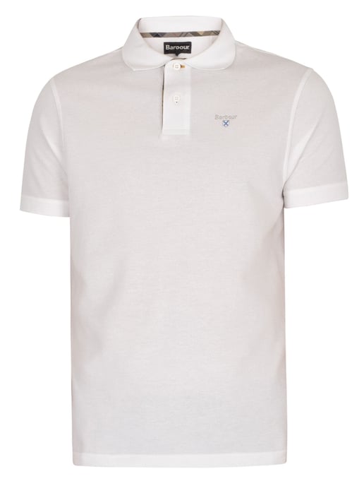 Barbour Piqué Poloshirt Met Schotse Ruit, Wit - Image 6