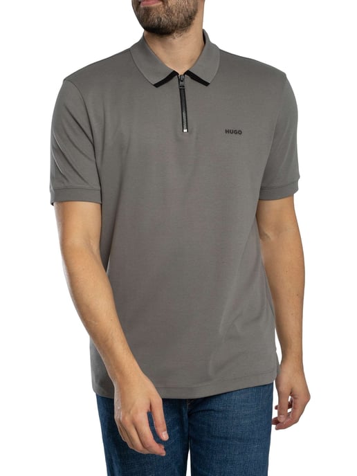 HUGO Dalomino Zip Polo Shirt, Grijs - Image 2