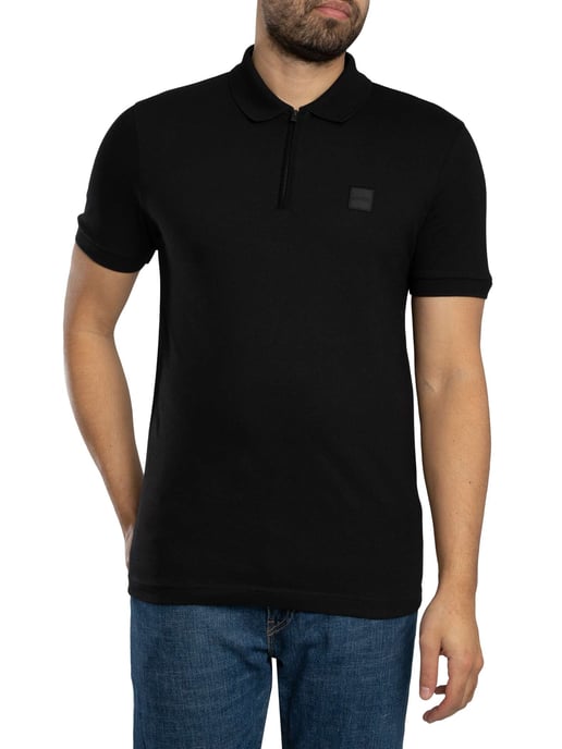 BOSS Passer Zip Polo Shirt, Zwart - Image 2