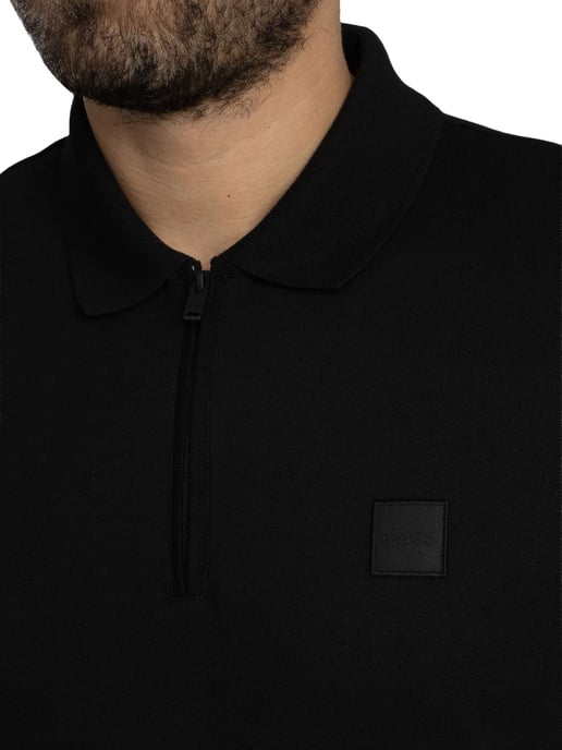 BOSS Passer Zip Polo Shirt, Zwart - Image 4