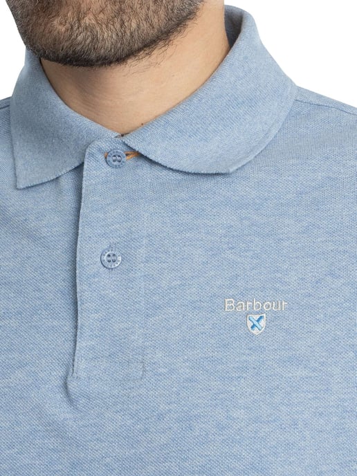 Barbour Piqué Poloshirt Met Schotse Ruit, Blauw - Image 4
