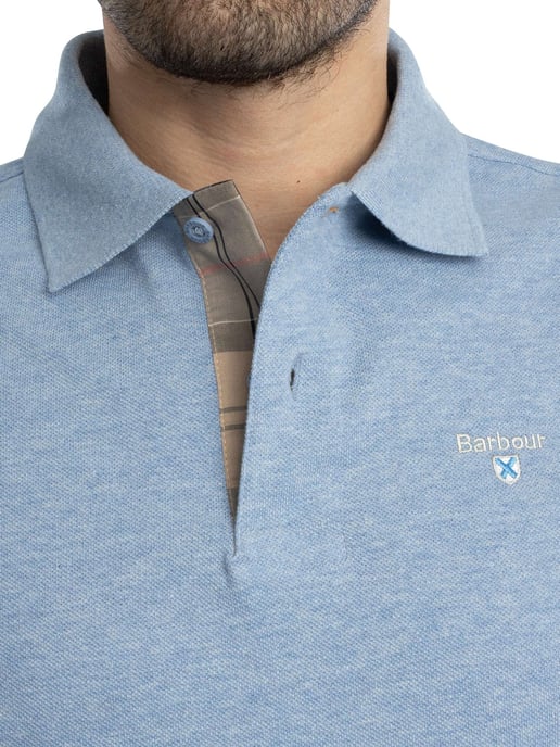 Barbour Piqué Poloshirt Met Schotse Ruit, Blauw - Image 5