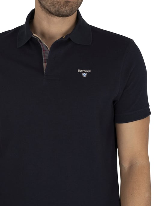 Barbour Piqué Poloshirt Met Schotse Ruit, Blauw - Image 5