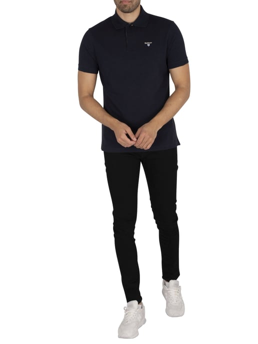 Barbour Piqué Poloshirt Met Schotse Ruit, Blauw - Image 6