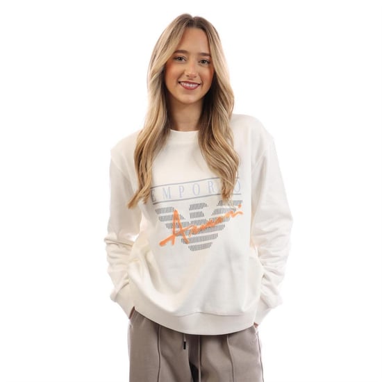 Emporio Armani EA7-katoenen sweatshirt met logo voor dames (Wit) - Image 2