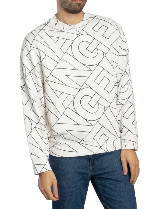 Armani Exchange Sweatshirt Met Diagonale Letters, Wit - Image 1