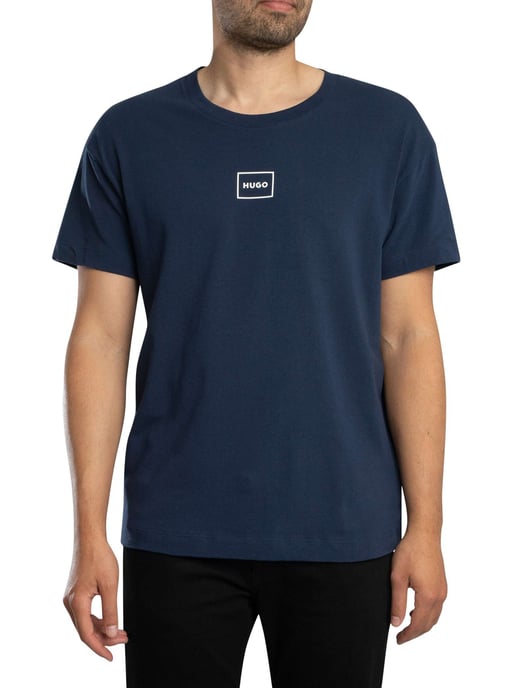 HUGO Lounge Laze Box Logo T-Shirt, Blauw - Image 1