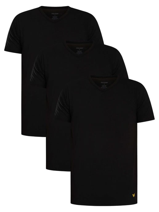 Lyle & Scott Set Van 3 Basic Lounge T-Shirts Met V-Hals, Zwart - Image 1