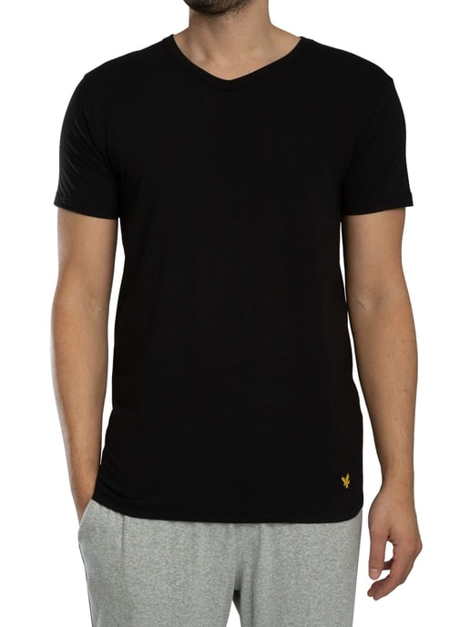Lyle & Scott Set Van 3 Basic Lounge T-Shirts Met V-Hals, Zwart - Image 3