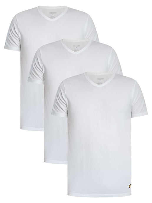 Lyle & Scott Set Van 3 Basic Lounge T-Shirts Met V-Hals, Wit - Image 1