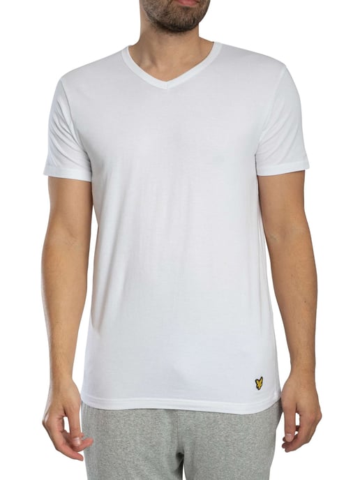Lyle & Scott Set Van 3 Basic Lounge T-Shirts Met V-Hals, Wit - Image 2