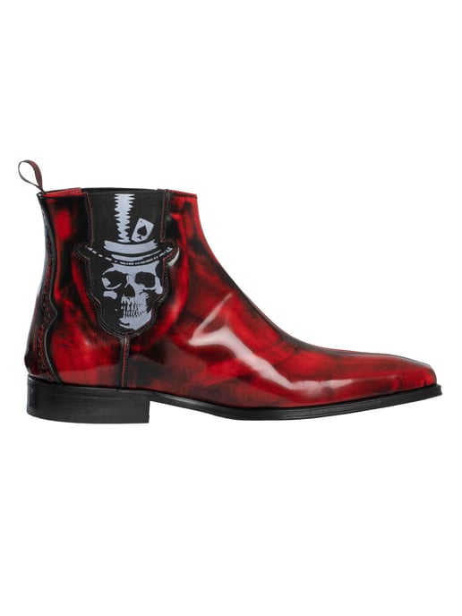Jeffery West Chelsea-Laarzen Van Gepolijst Leer Met Schedel, Rood - Image 3