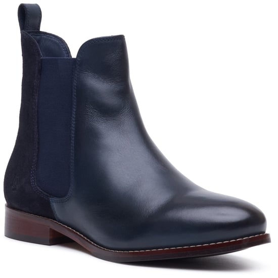 Hush Puppies Colette Leren Dames Navy Brede Pasvorm Platte Chelsea Boots - Image 1