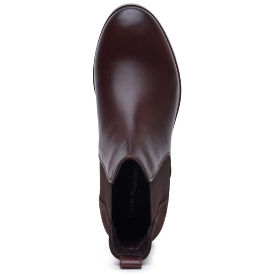 Hush Puppies Colette Leren Dames Chocolade Brede Pasvorm Platte Chelsea Boots - Image 5