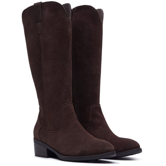Hush Puppies Isabella Lange Suède Dames Chocolade Winter Knie Hoge Laarzen - Image 3