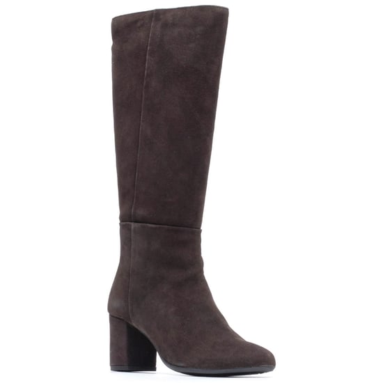 Hush Puppies Oprah Suède Lange Leren Dames Chocolade Hakken Knie Hoge Laarzen - Image 1