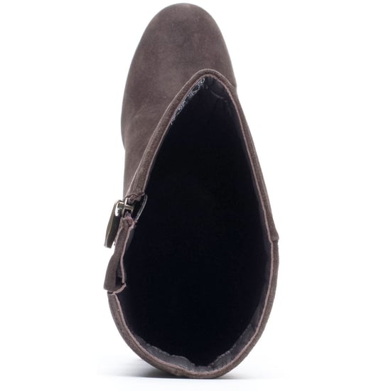 Hush Puppies Oprah Suède Lange Leren Dames Chocolade Hakken Knie Hoge Laarzen - Image 4