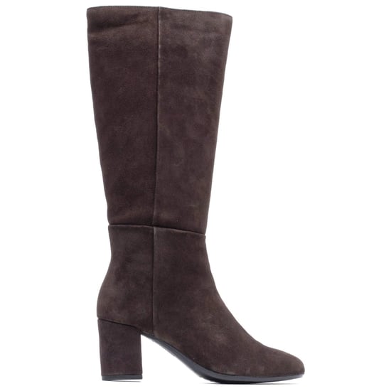 Hush Puppies Oprah Suède Lange Leren Dames Chocolade Hakken Knie Hoge Laarzen - Image 6