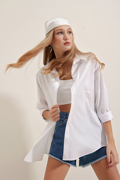 Oversized Overhemd met Lange Mouwen van Poplin - Image 3