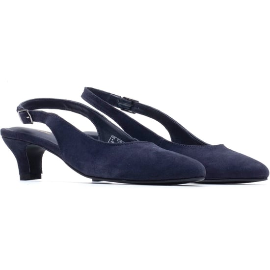 Hush Puppies Nahla Buckle Kitten Heel Leren Dames Navy Ronde Slingback Schoenen - Image 3