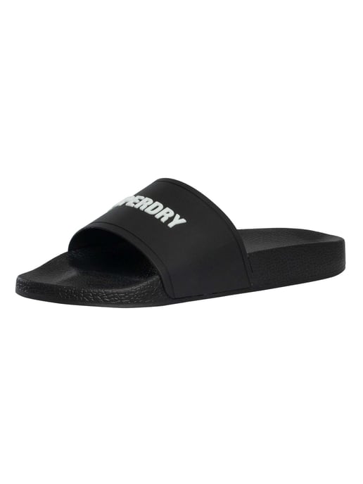 Superdry Premium Grafische Zwembadsliders, Zwart - Image 1