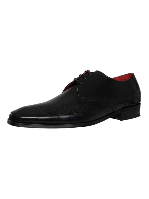 Jeffery West Gepolijste Leren Brogue Schoenen, Zwart - Image 1