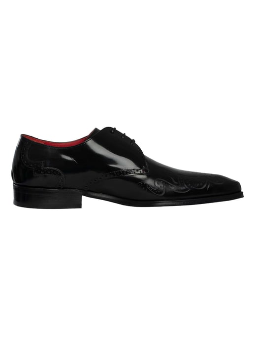 Jeffery West Gepolijste Leren Brogue Schoenen, Zwart - Image 3