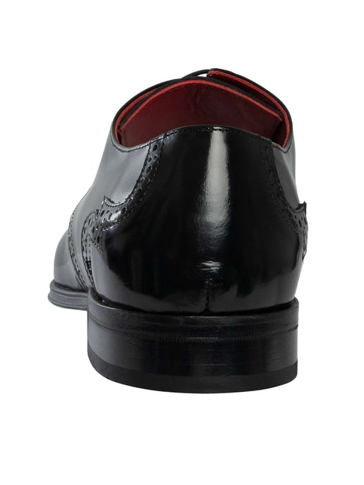 Jeffery West Gepolijste Leren Brogue Schoenen, Zwart - Image 5