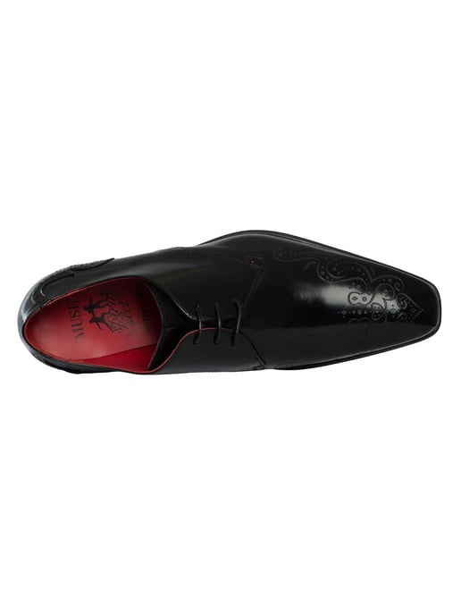 Jeffery West Gepolijste Leren Brogue Schoenen, Zwart - Image 6