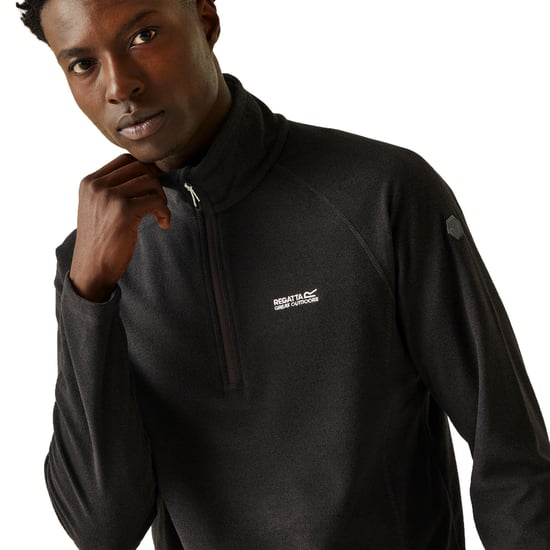 Regatta Montes Lichtgewicht Sweatshirt Met Halve Ritssluiting En Mini-Streep, Zwart - Image 3