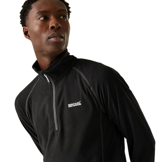 Regatta Montes Lichtgewicht Sweatshirt Met Halve Ritssluiting En Mini-Streep, Zwart - Image 4