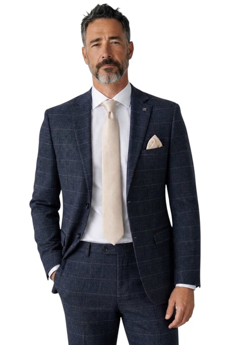Marineblauwe tweed blazer met visgraatmotief voor heren - Harris - Image 1