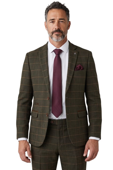 Herenblazer van groene tweed met visgraatmotief en formeel ruitpatroon - Harris - Image 1