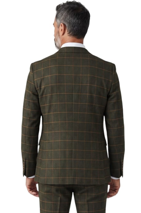 Herenblazer van groene tweed met visgraatmotief en formeel ruitpatroon - Harris - Image 4